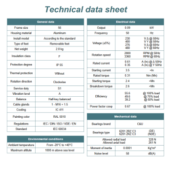 Silnik elektryczny 0,09kW 2800 obr/min. 56 B3